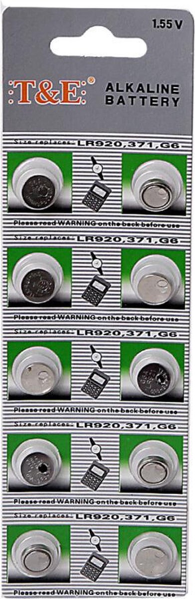 AG6 AlkalineLR920-371-G6 Horloge Batterijen - 20 Stuks