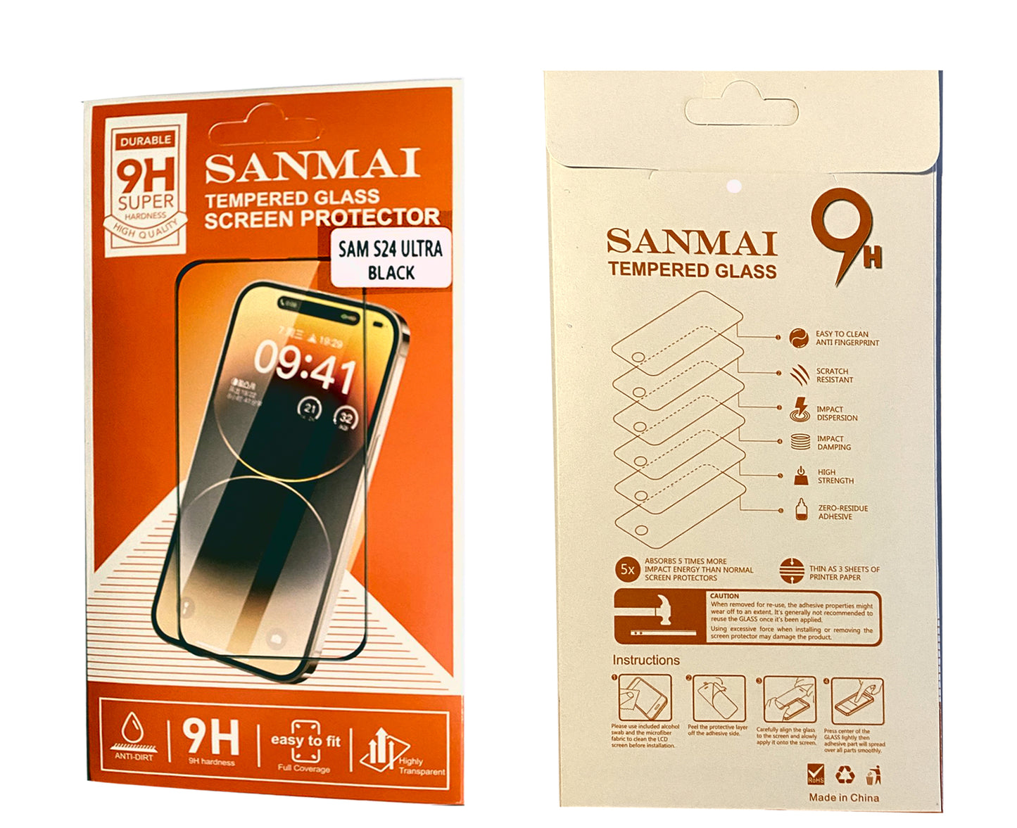 Samsung S24 Ultra Screenprotector Glas Gehard Temperde Glas Full Cover - 2 PACK