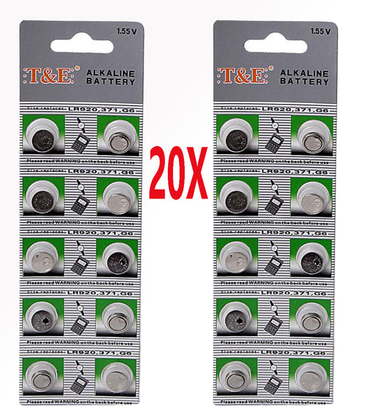 AG6 AlkalineLR920-371-G6 Horloge Batterijen - 20 Stuks