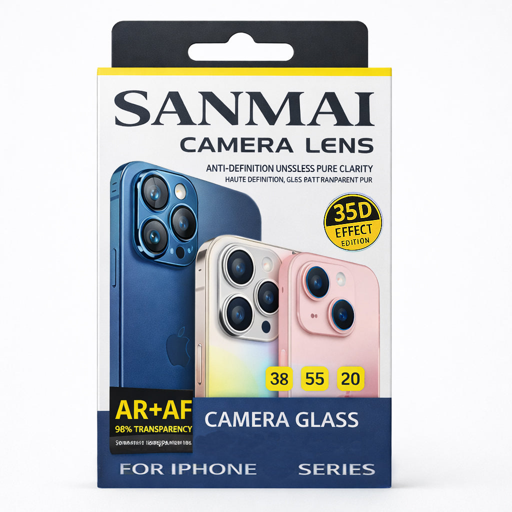 Sanmai Camera lens voor iPhone Lens Screen protector - 9H Temperde Glas camera screenprotector beschermglas 2 Stuks