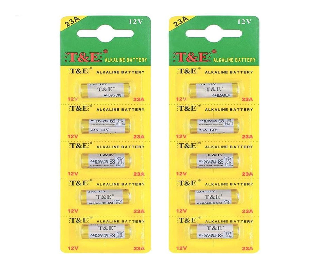 T&E 23A Alkaline Batterijen - 12V - 10 Stuks