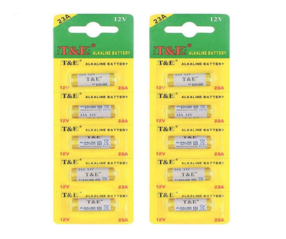 T&E 23A Alkaline Batterijen - 12V - 10 Stuks
