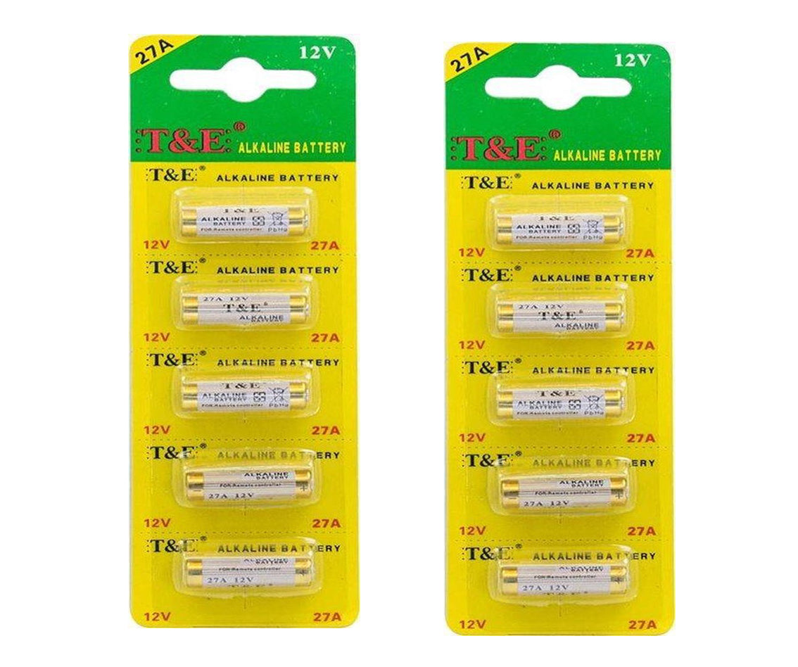 T&E 27A Alkaline Batterijen - 12V - 10 Stuks