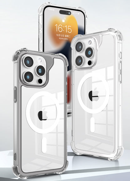 Mag Safe hoesje Transparante Shockproof Back cover geschikt voor iPhone 16 Pro Mag Safe Transparant - Magnetisch Shock prof case Hoesje