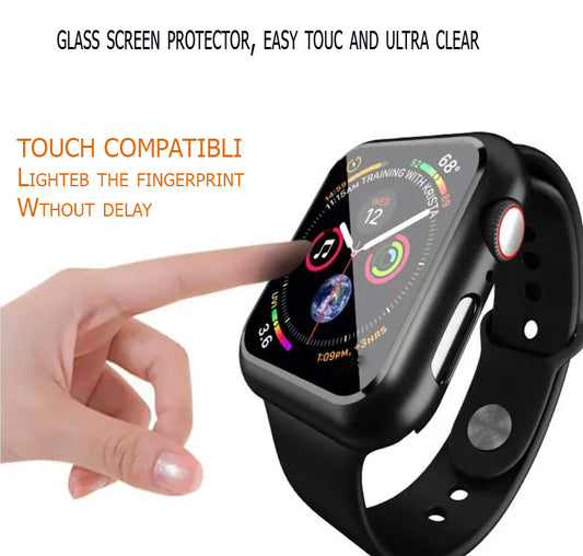 Hoesje geschikt voor Apple Watch Series 40mm - Curved Edges - Volledige Scherm Bescherming HD - Full Cover Hard Case / Beschermend Hoesje - Zwart (1-stuk)